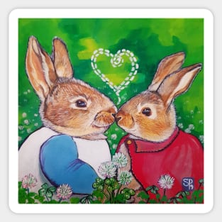 Bunnies Rabbits bunny hug Sticker